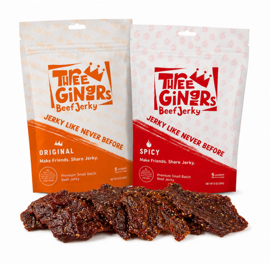 Three Gingers Beef Jerky Sampler, Original & Spicy 2-Pack